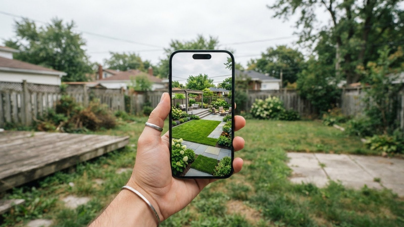 Designing a backyard online from a phone photo
