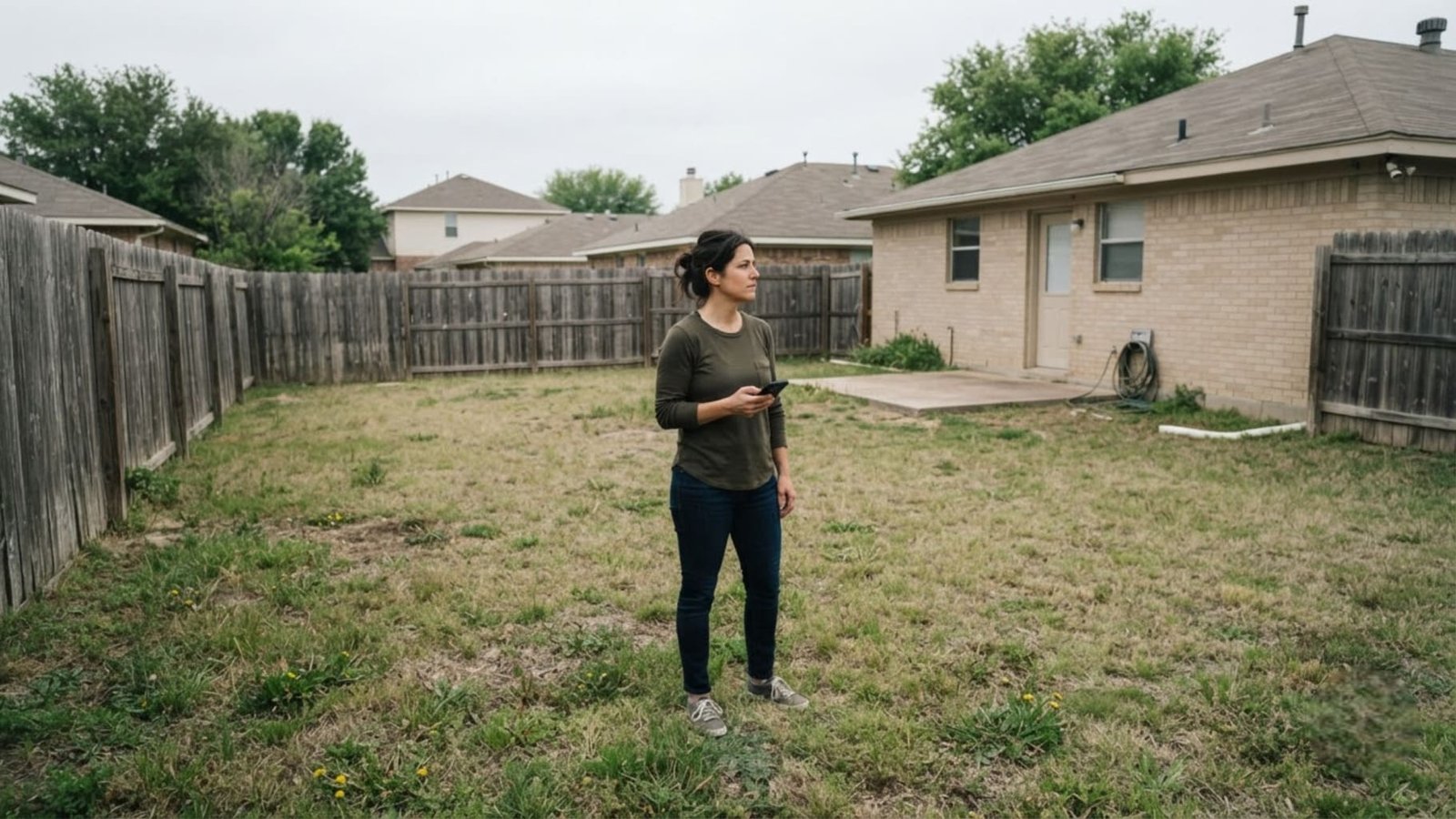 Planning a yard design — standing in the space before deciding