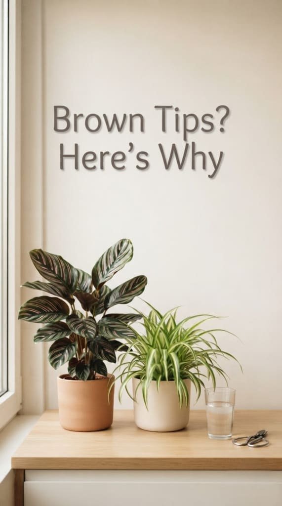 What causes brown tips on plant leaves and how to fix them