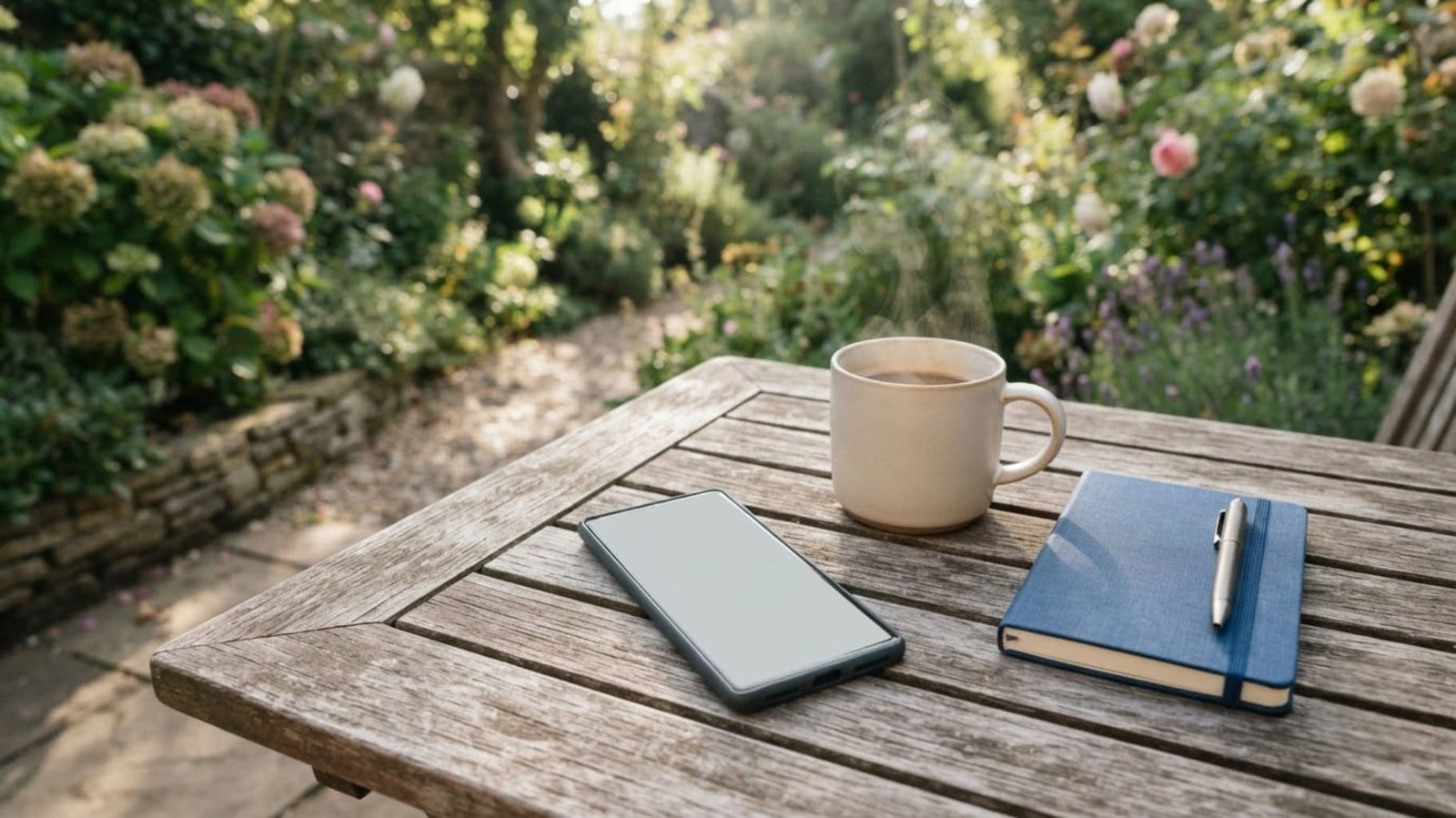 Planning a free AI garden design from a phone in the garden