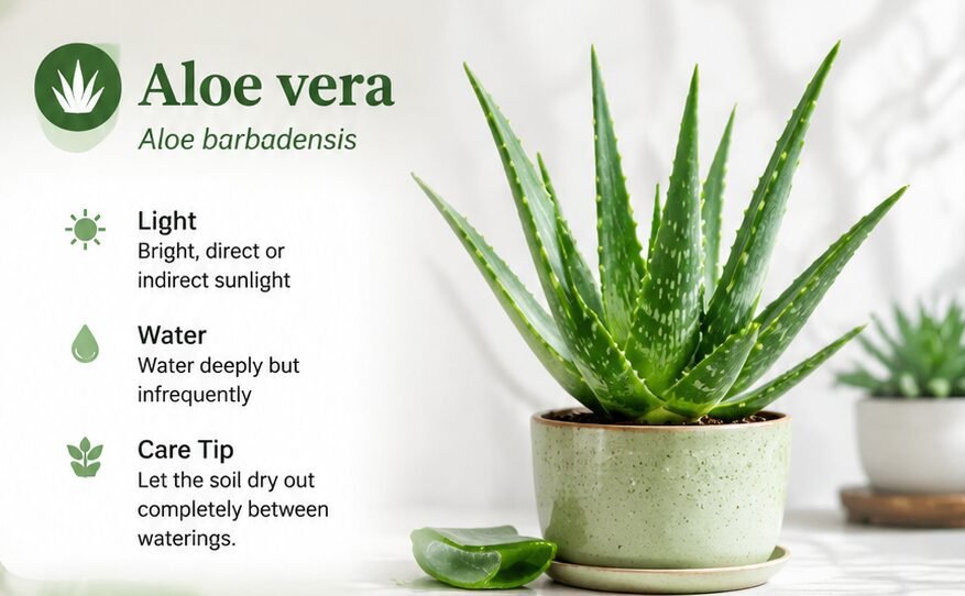 Aloe vera plant in a green speckled pot — plant care plan in the Garden DremiAI app